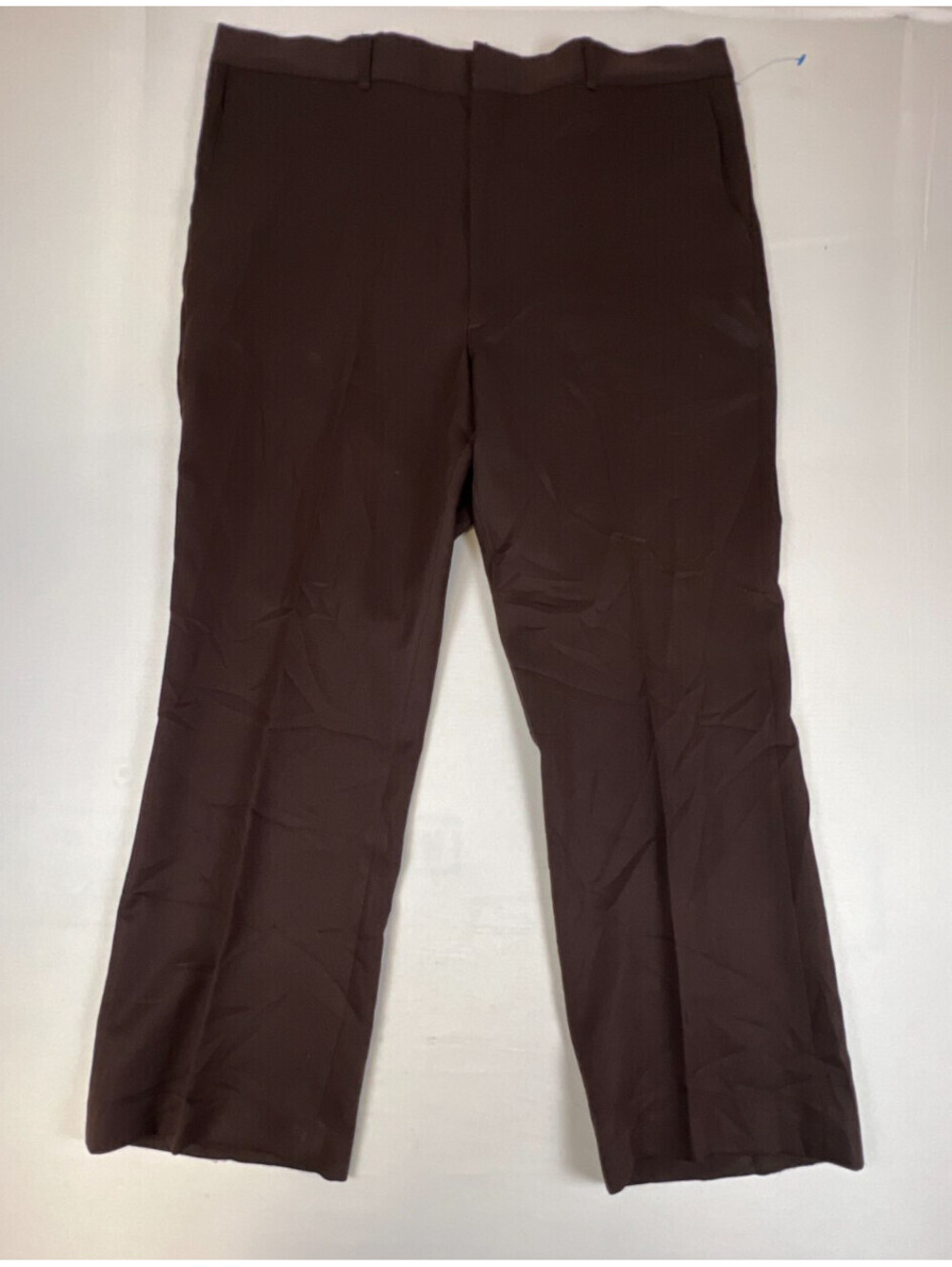 Vintage Perma-Prest Men's Brown Trousers Full Fit W40 L29 Trevira Polyester USA